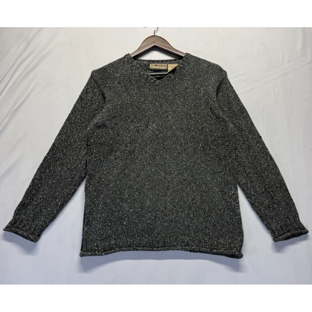 Sag Harbor Sport Sweater Womens‎ Petite Medium Gray Speckled Tight Knit V Neck